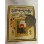 A First War bronze Memorial plaque awarded to Samuel James Kent together a framed Royal Engineers