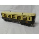 Hornby O gauge - Pullman brown/cream coach,