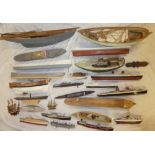A large selection of various wooden part constructed scale built ship and boat models together with