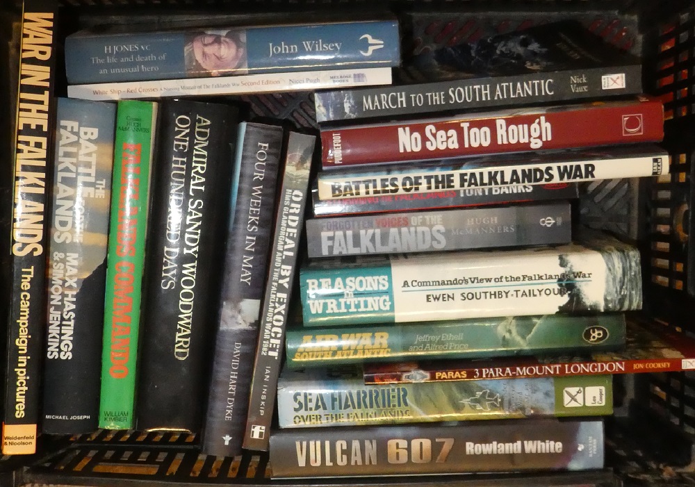 Various Falkland Islands conflict related volumes including Inskip (I) Ordeal by Exocet,