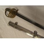 A Victorian Staff Sergeants sword of the 2nd Cornwall Rifle Volunteers with plain single edged