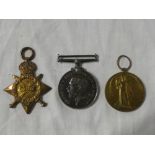 A 1914/15 star trio of medals awarded to No.17338 Pte.