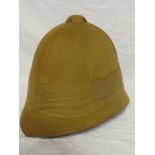 An Edwardian or later khaki pith helmet with six-fold puggaree,