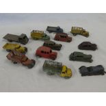 Thirteen various Dinky die-cast vehicles including lorries, cars,