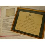 An original First War Royal Flying Corps Mention in Dispatches certificate awarded to 2nd Lt. C.G.
