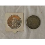 A Republic of Mexico 1882 silver coin and Spanish 1878 silver five pesetas (2)