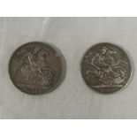 Two Victorian silver crowns - 1899 and 1900 (f)