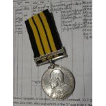 An Africa General Service medal (EVIIR) with Somaliland 1902-1904 bar, awarded to W Trudgian Sto.