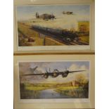 Two coloured limited edition aircraft prints by Bill Perring "Mosquito!/Hurricane!",