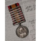 A rare Queen's South Africa medal with ghost dates and seven bars (Relief of