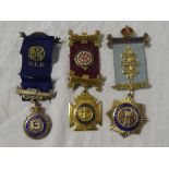 Three silver gilt and enamelled RAOB medals awarded to H Hawke - 1936,
