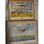 A coloured limited edition aircraft print "Safely Gathered In" by Trevor Lay,
