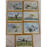 Seven coloured limited edition First War aircraft prints by Barry Weekley, signed by the artist,