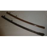 A 19th Century brass scabbard for an Infantry sword and one other steel Generals-type sword