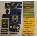 A selection of US Navy Second War and later insignia including a card of US Navy Medical personnel