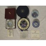 Four various quality paperweights including Whitefriars 1977 Silver Jubilee boxed paperweight,