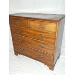 A 19th Century mahogany chest of two short and three long drawers with brass ring handles on