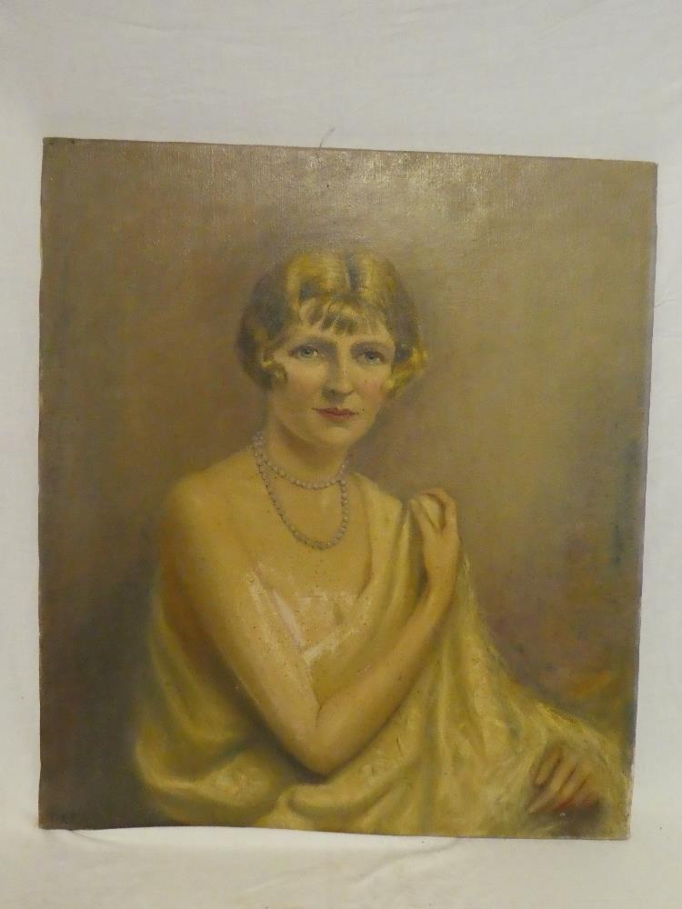 L**R** Finn - oil on canvas Half length portrait of Gwyn Berry, signed,