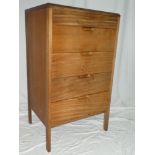 A 1960's teak chest of five short drawers