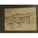Giles Auty - pen and ink Penberth Cove, signed and dated '63,