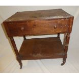 A 19th Century mahogany two-tier night stand with a single frieze drawer (af)