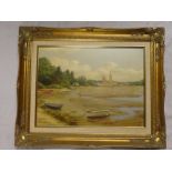 A**Wells-Price - oil on canvas A view of Truro Cathedral from Malpas, signed,