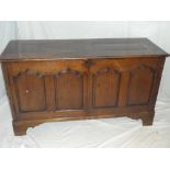 An 18th Century carved oak rectangular coffer,