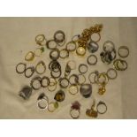 Three various 9ct gold dress rings (af) and a selection of various dress rings,