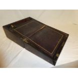 A Victorian brass inlaid rosewood rectangular writing slope with fitted interior (af)