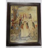 A 19th Century rectangular needlework tapestry "The Finding of Moses" dated 1849 in rosewood frame