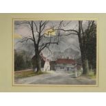 L**Charles Burnand - watercolour Village scene, signed and dated '86, labelled to verso,
