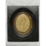 A 19th Century miniature watercolour on paper depicting a bust portrait of a female "Madame