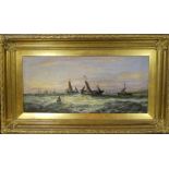Thomas Bush Hardy - oil on board Sailing and fishing boats off the coast, signed and dated 1899,