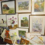 Sylvia Grottick - numerous studies A selection of watercolours, oils and various works,