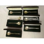 Seven various silver ornamental spoons by Peter Jackson,