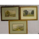 Artist Unknown - watercolours Three various country scenes including "Donyatt Church", Dunster,