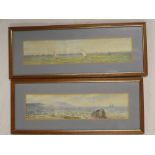 Artist Unknown - watercolours A pair of coastal scenes with shipping,