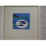 Mary Ford - oil on board "Three Fish on a Striped Sea", signed,