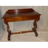 A Victorian mahogany rectangular wash stand with two drawers in the frieze on shaped supports