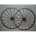 A pair of old iron cart/implement wheels 48" diameter