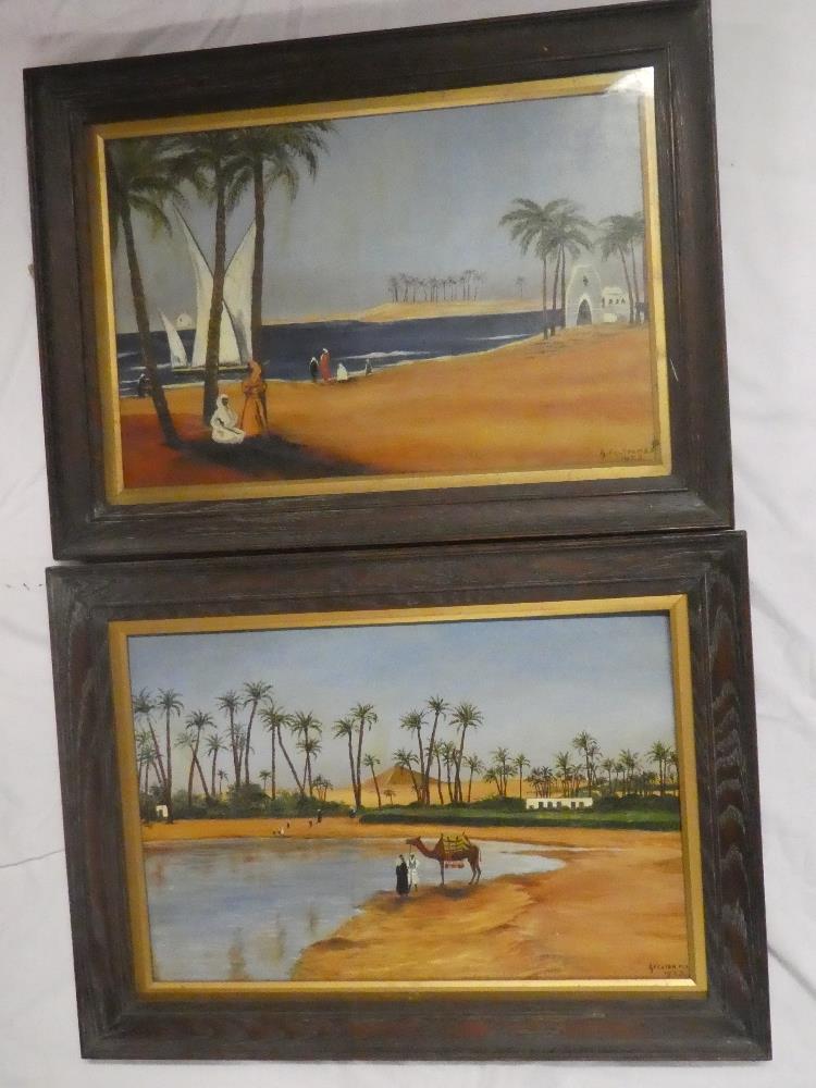 A**Felton - oils on boards Nile scenes with figures, signed and dated 1923,
