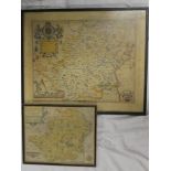 A 17th Century hand coloured map of Hertfordshire by Morden and a copy Saxtons map of Hertfordshire