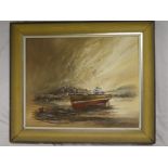 Wyn Appleford - oil on canvas Estuary scene with fishing boat, signed,