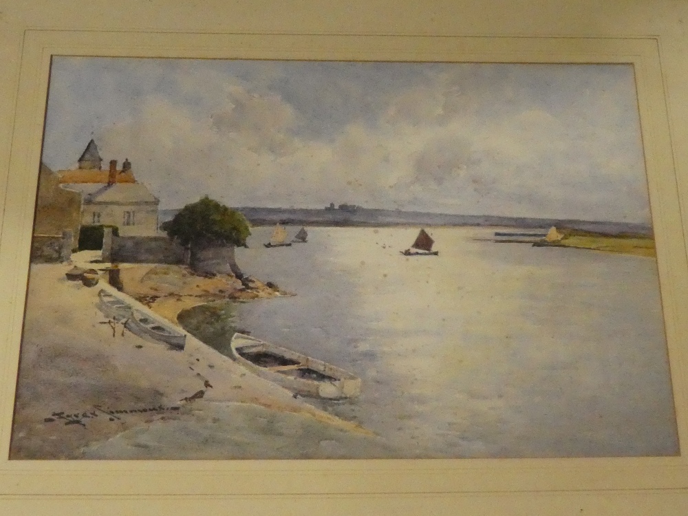 Eyres Simmons - watercolour West Country estuary scene, signed,