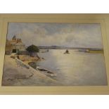 Eyres Simmons - watercolour West Country estuary scene, signed,