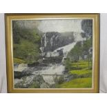 L Baraclough - oil on canvas Waterfall scene, signed,