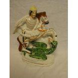 A Victorian Staffordshire pottery figure of St George and the Dragon,