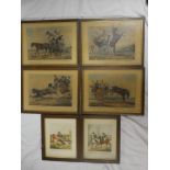Four early 19th Century coloured coaching scene prints by H Alken 1817 and a pair of 19th Century