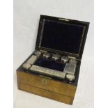 A Victorian walnut ladies toiletry box,