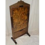 An Arts & Crafts-style copper and brass mounted rectangular fire screen with deer in a landscape